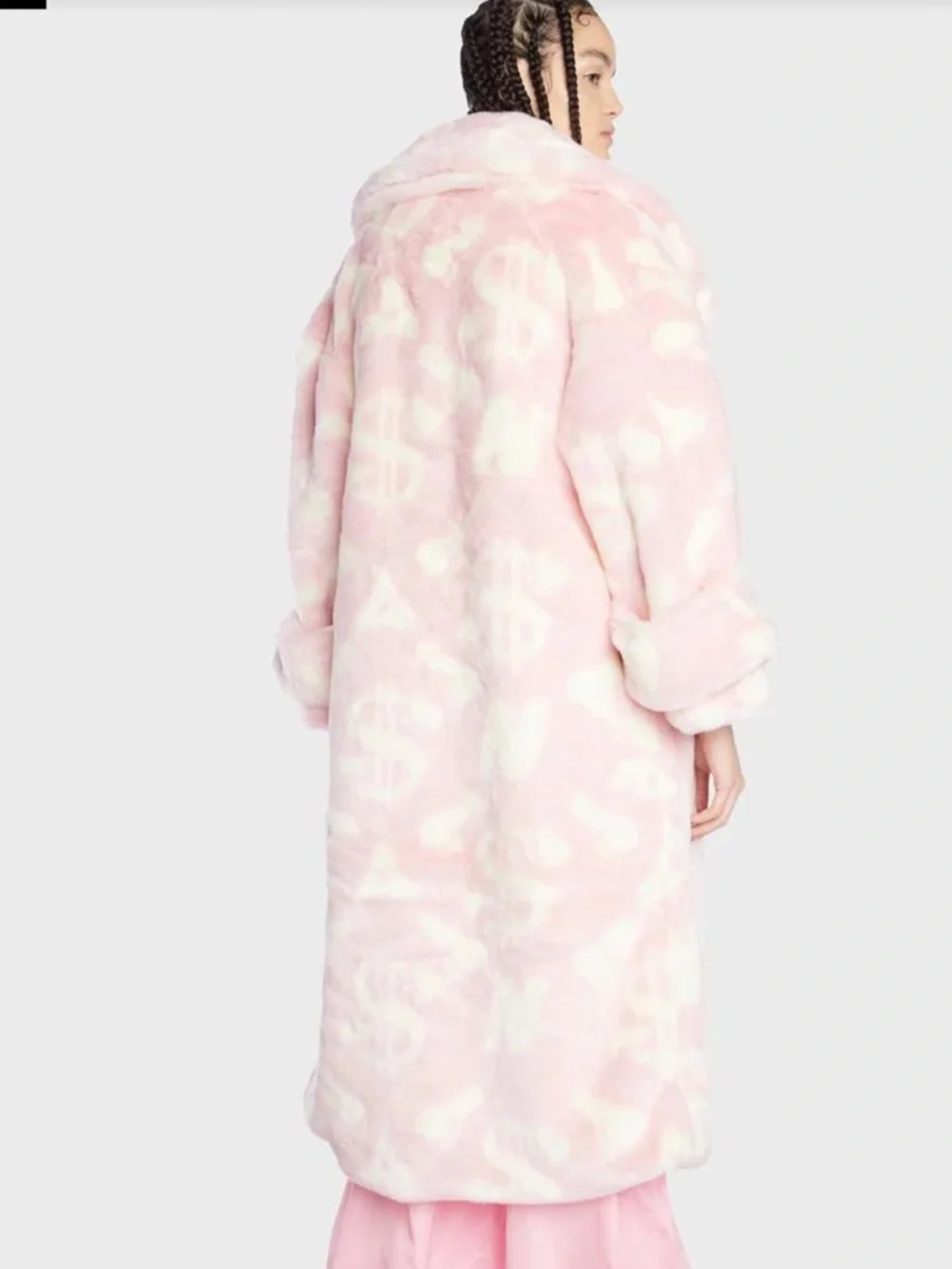 NWT Namilia PINK DICK DOLLAR FAUX FUR COAT Size S